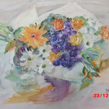 Peinture intitulée "Bouquet d'invité" par Brigitte Room, Œuvre d'art originale, Aquarelle