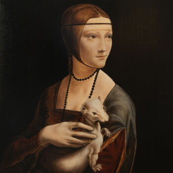 Painting titled "La Dame à l'hermine…" by Brigitte Rosa, Original Artwork, Oil