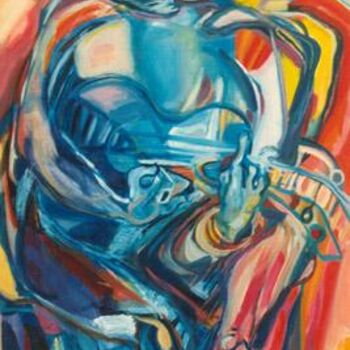 Peinture intitulée "Guitariste bleu" par Brigitte Simon, Œuvre d'art originale