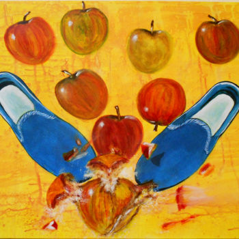 Peinture intitulée "Chaussons aux pommes" par Brigitte Soret, Œuvre d'art originale, Autre