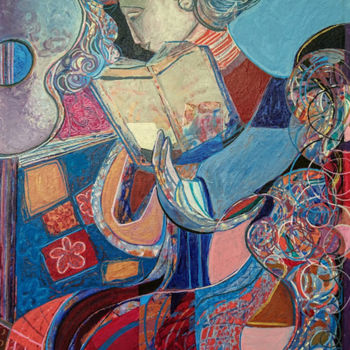 Картина под названием "La liseuse" - Brigitte Szpiro, Подлинное произведение искусства, Акрил