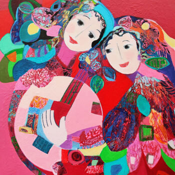 Pintura intitulada "Musique au Coeur" por Brigitte Szpiro, Obras de arte originais, Acrílico