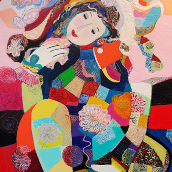 Peinture intitulée "Femme au mouchoir" par Brigitte Szpiro, Œuvre d'art originale, Acrylique