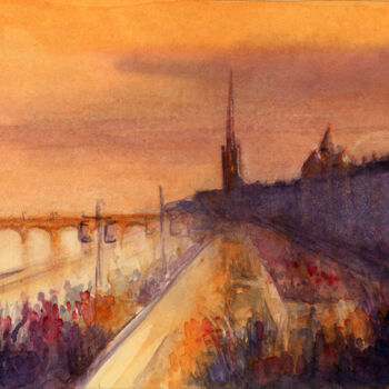 绘画 标题为“Bordeaux matinal au…” 由Brigitte Tarrats (Tarrats), 原创艺术品, 水彩
