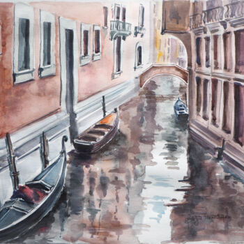 Peinture intitulée "Canal à Venise" par Brigitte Tarrats (Tarrats), Œuvre d'art originale, Aquarelle