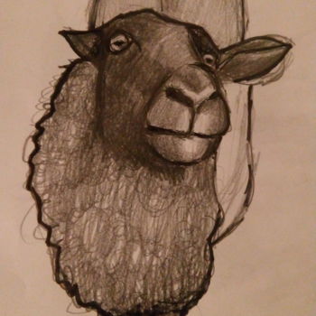 Disegno intitolato "The black sheep" da Brigitte Vegan, Opera d'arte originale, Grafite