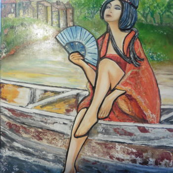 绘画 标题为“Ma rêveuse” 由Brigitte Bodo, 原创艺术品, 油 安装在木质担架架上