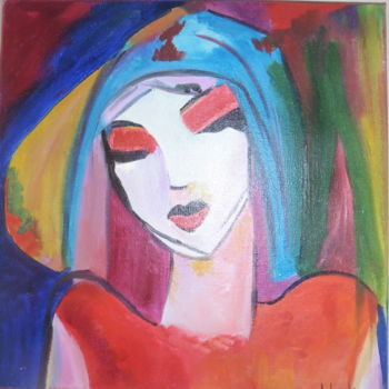 Painting titled "pensive" by Brigitte Bodo, Original Artwork, Acrylic Mounted on Wood Stretcher frame