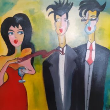 Pintura titulada "Nana et ses Tom" por Brigitte Bodo, Obra de arte original, Oleo Montado en Bastidor de camilla de madera