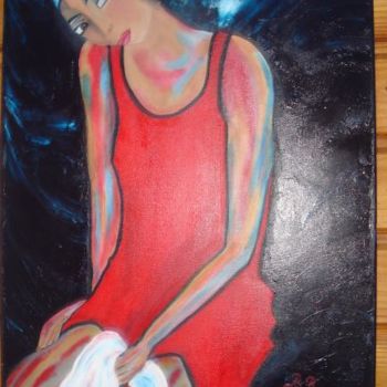 Peinture intitulée "la belle rouge" par Brigitte Bodo, Œuvre d'art originale, Huile