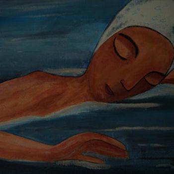 Pintura intitulada "la nageuse d'apres…" por Brigitte Bodo, Obras de arte originais