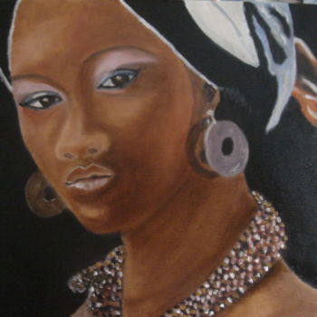 Peinture intitulée "beauté africaine 2" par Brigitte Bodo, Œuvre d'art originale, Huile