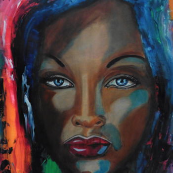 Peinture intitulée "beauté africaine  4" par Brigitte Bodo, Œuvre d'art originale, Huile