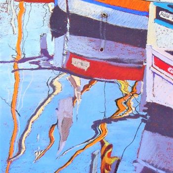 Ζωγραφική με τίτλο "Perspective au port…" από Brigitte Charles, Αυθεντικά έργα τέχνης, Παστέλ