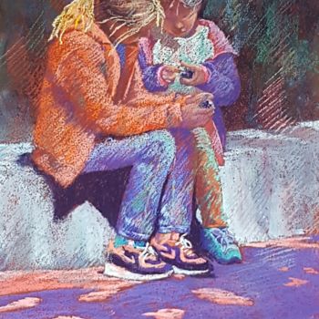 Malerei mit dem Titel "Kinder Surprise" von Brigitte Charles, Original-Kunstwerk, Pastell