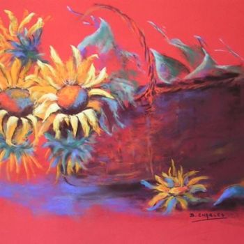 Peinture intitulée "LES TOURNESOLS" par Brigitte Charles, Œuvre d'art originale, Huile