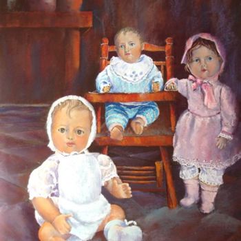 Painting titled "Douceurs Enfantines" by Brigitte Charles, Original Artwork, Oil