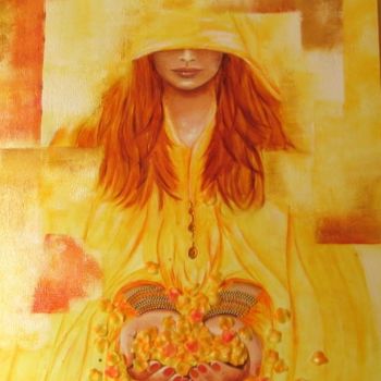 Peinture intitulée "Les roses jaunes" par Brigitte Jeanneau, Œuvre d'art originale