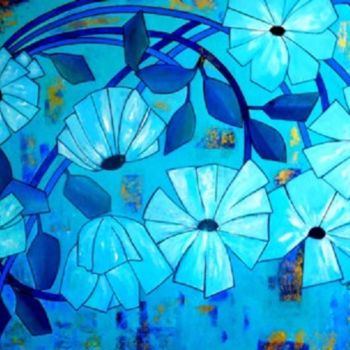 Pintura intitulada "Rhapsody in Blue" por Brigitte Jeanneau Bonnet, Obras de arte originais, Acrílico