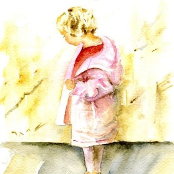 Peinture intitulée "petite fille à l'im…" par Brigitte Klein, Œuvre d'art originale, Huile