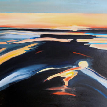 Pintura intitulada "Couché de soleil" por Brigitte Starckmann, Obras de arte originais, Óleo