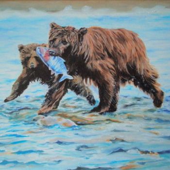 Malerei mit dem Titel "Bears" von Brigitte Kohlhepp, Original-Kunstwerk