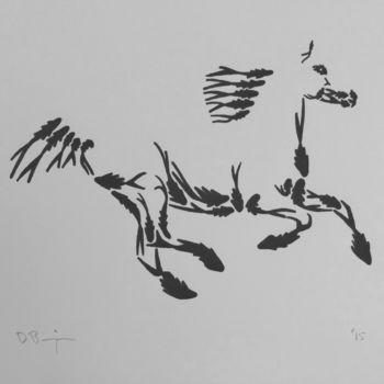 Drawing titled "Running Horse 1" by David Brigman, Original Artwork, Marker