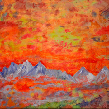 Painting titled "SunRise And The Mou…" by Sergei Smv, Original Artwork, Acrylic