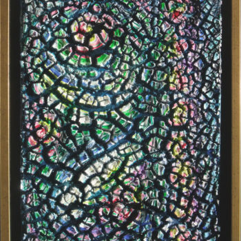 Painting titled "Effet mosaïque" by Jean-Jacques Briquet, Original Artwork, Oil Mounted on Wood Stretcher frame