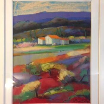 Painting titled "paysage Provence" by Esteves Brito, Original Artwork, Pastel