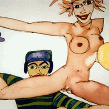 Schilderij getiteld "Paar 1" door Britta Dinzl, Origineel Kunstwerk