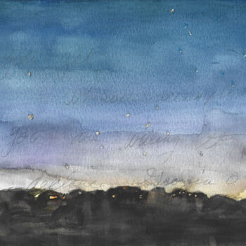 Schilderij getiteld "The Stars at night" door Brittany Ellis, Origineel Kunstwerk, Aquarel