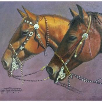 Painting titled ""Bridle Horses"" by Brock Holbrook, Original Artwork, Oil