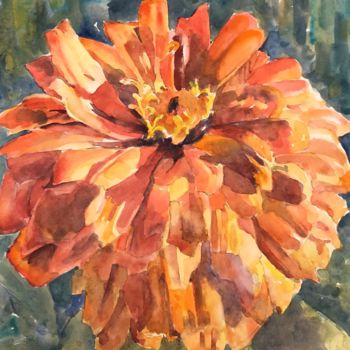 Painting titled "End of Summer Blooms" by Bronwen Jones, Original Artwork, Watercolor
