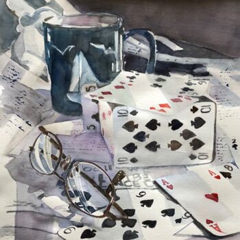 Pittura intitolato "House of Cards" da Bronwen Jones, Opera d'arte originale, Acquarello