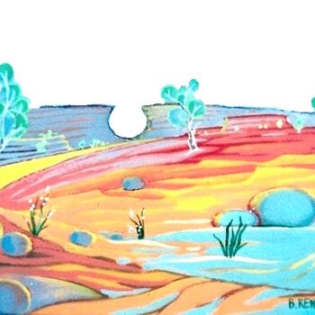 Painting titled "Stormy Desert" by Brook Renwick, Original Artwork