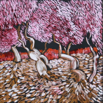 제목이 "CHERRIES ON TREES"인 미술작품 Brooke Major로, 원작, 기름 나무 들것 프레임에 장착됨