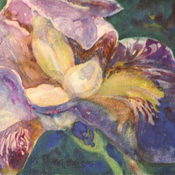 Pintura intitulada "Glowing Iris" por B.Rossitto, Obras de arte originais, Aquarela