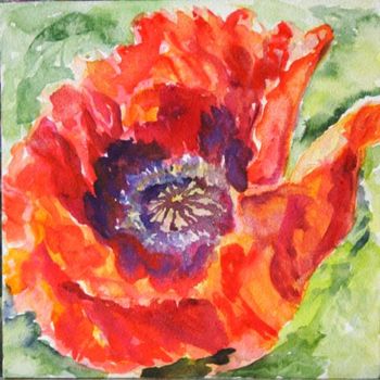Painting titled "Regal Poppy" by B.Rossitto, Original Artwork, Watercolor