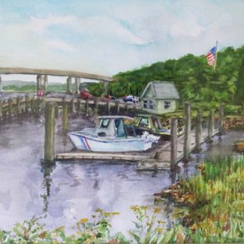 Painting titled "Boats at Rest Old L…" by B.Rossitto, Original Artwork, Watercolor