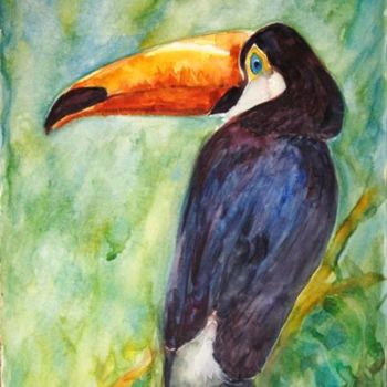 Painting titled "Toucan" by B.Rossitto, Original Artwork, Watercolor