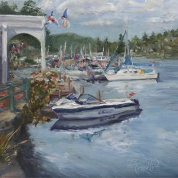 Painting titled "Mt Sunapee, At Dock" by B.Rossitto, Original Artwork, Oil
