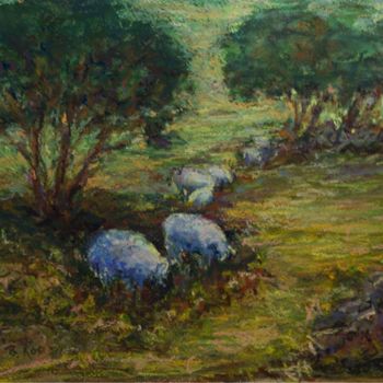 Peinture intitulée "Pastoral Scene with…" par B.Rossitto, Œuvre d'art originale, Huile