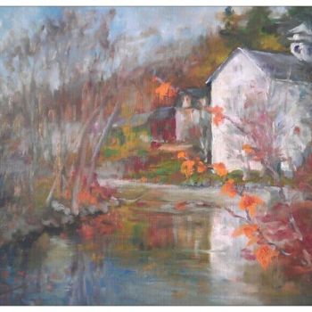 Painting titled "Clocktower, Lake Su…" by B.Rossitto, Original Artwork, Oil