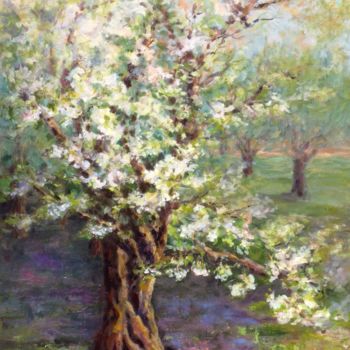 Painting titled "Under the Apple Tree" by B.Rossitto, Original Artwork, Oil