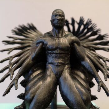 Sculpture titled "Man in motion" by Brother X, Original Artwork, Polymer clay