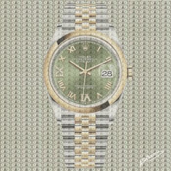「Time is money - Rol…」というタイトルの製版 Brother Xによって, オリジナルのアートワーク, スクリーン印刷 アルミニウムにマウント