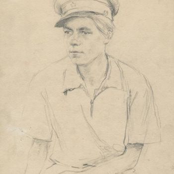 Drawing titled "In father's cap." by Irina Broydo, Original Artwork