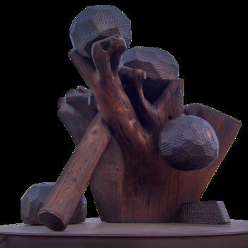Sculpture titled "ROCK SLIDE" by Bruce Johnson, Original Artwork, Wood