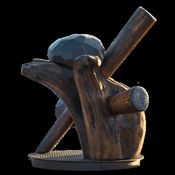 Skulptur mit dem Titel "KOAN" von Bruce Johnson, Original-Kunstwerk, Holz